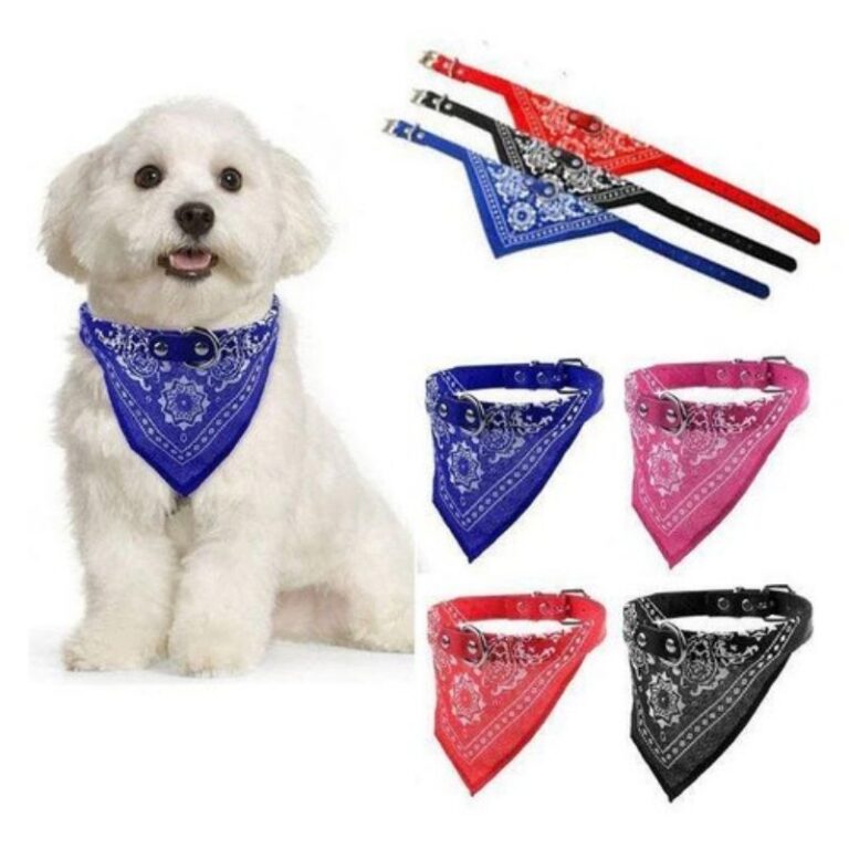 Pet Coleira Colar com Lenço Bandana Ajustável C