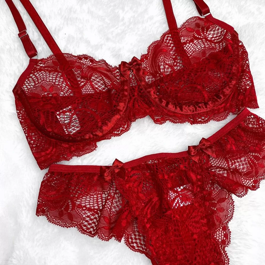 Kit 5 Conjunto Lingerie Sutiã Renda Sem Bojo Arco Meia Taça Calcinha Sexy
