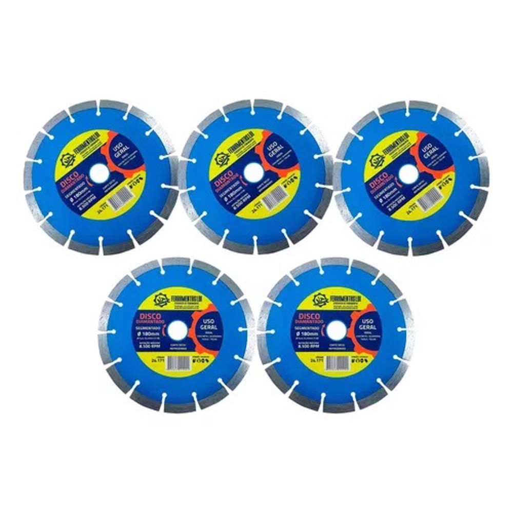 5 Disco Diamantado De Corte 7 180mm Segmentado 22mm Ldi