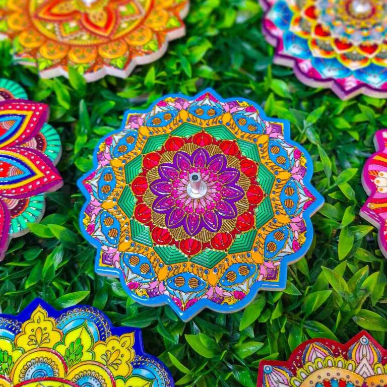 Incensário Mandalas Coloridas Porta Incensos de V