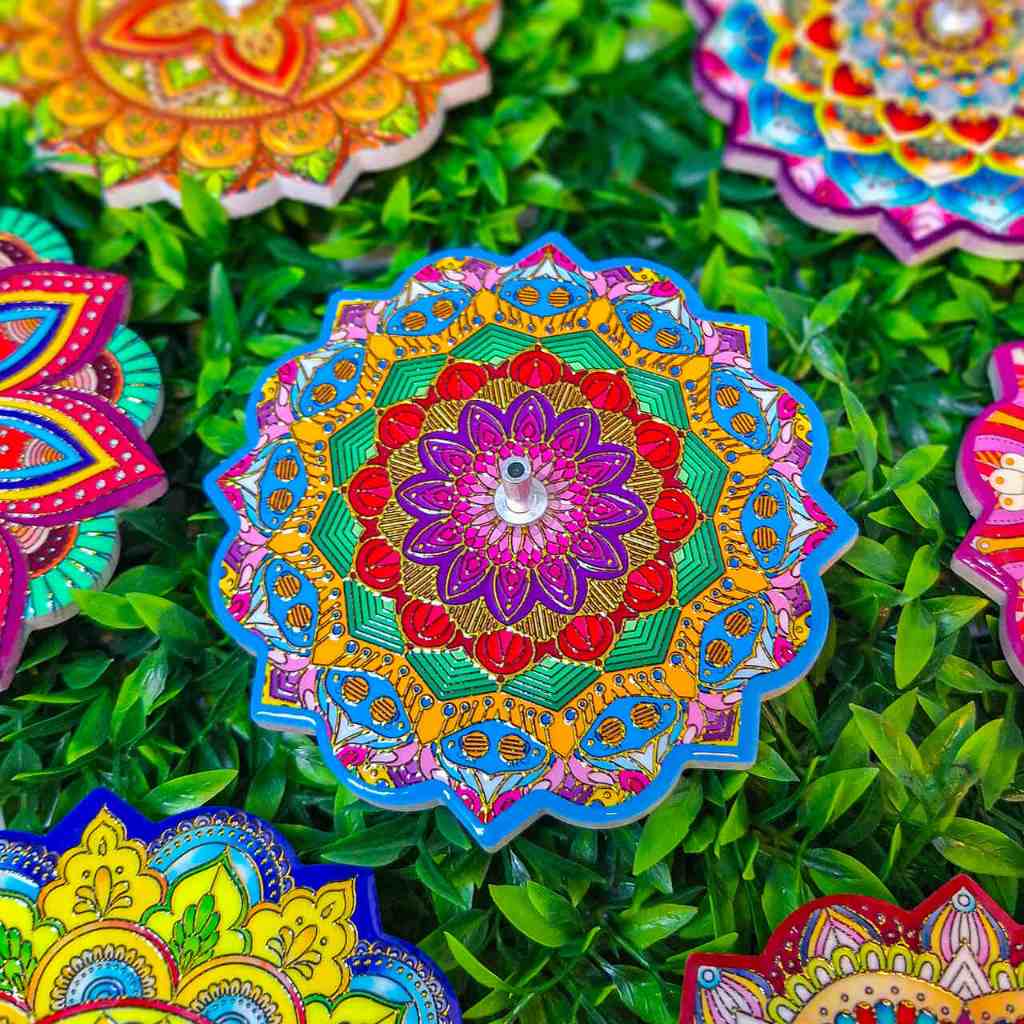 Incensário Mandalas Coloridas Porta Incensos de Vareta Hinduísmo e Budismo
