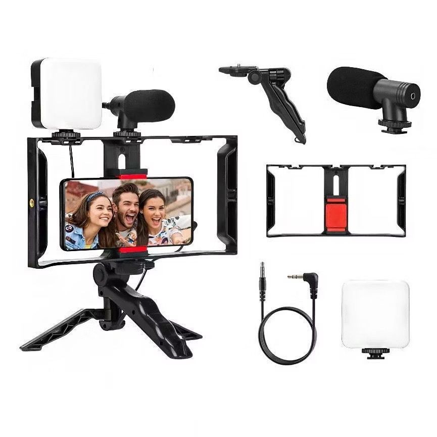Estabilizador Kit Video Making Suporte De Gaiola De Coelho Com Tripés Móvel Para Celular E Câmera