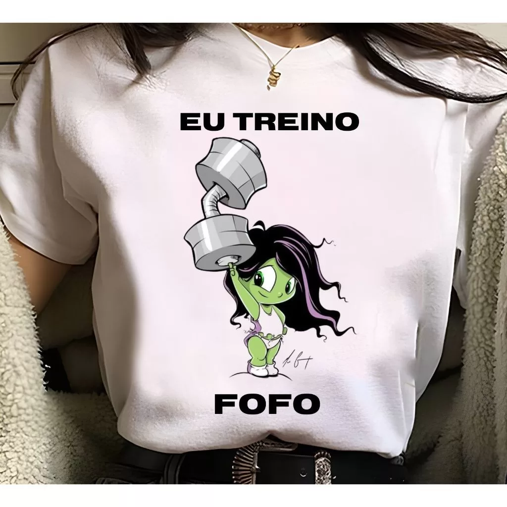 Camiseta Academia Treino – Eu treino Fofo – fofa She-Hulk – Maromba Academia