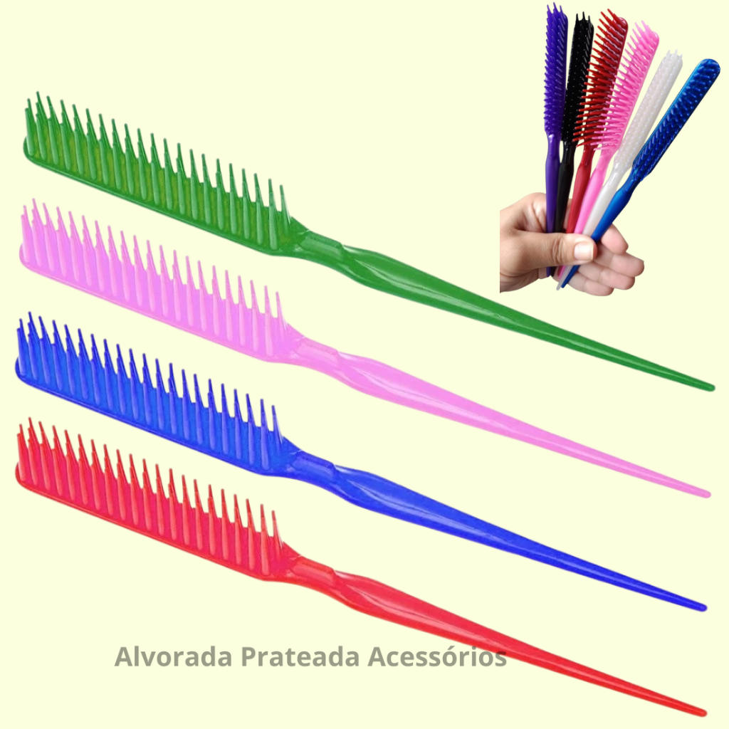 Pente Fitagem Três Fileiras Finalização Para Cabelo Escova Salão De Beleza