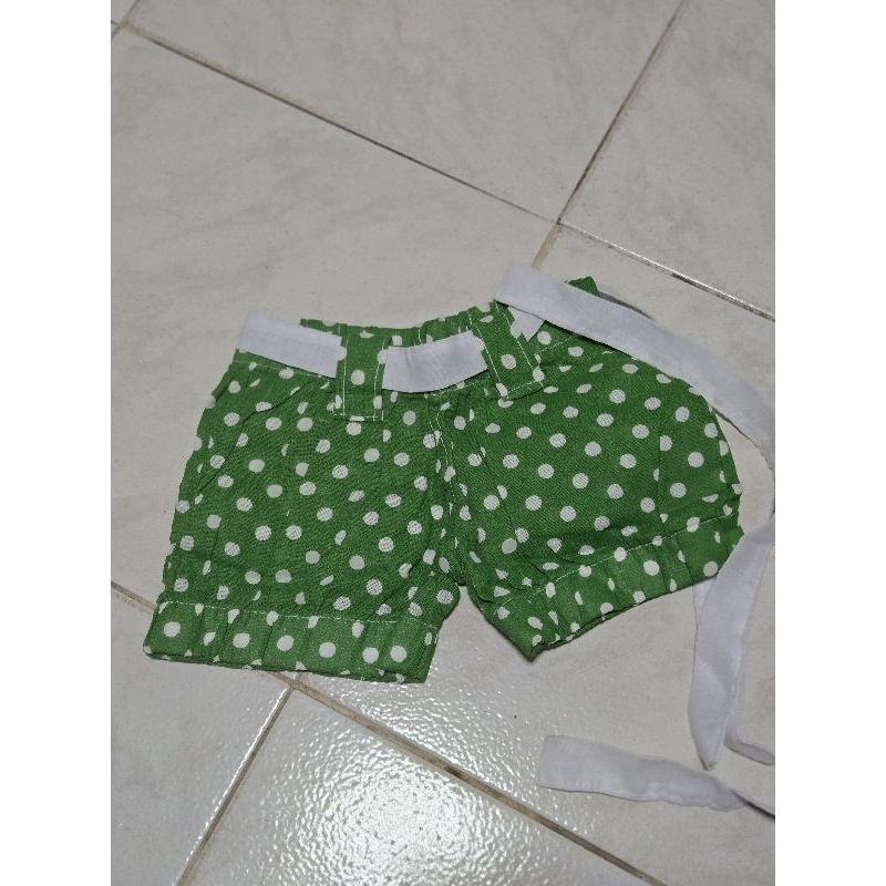 short infantil verde bolinhas veste até 1 ano