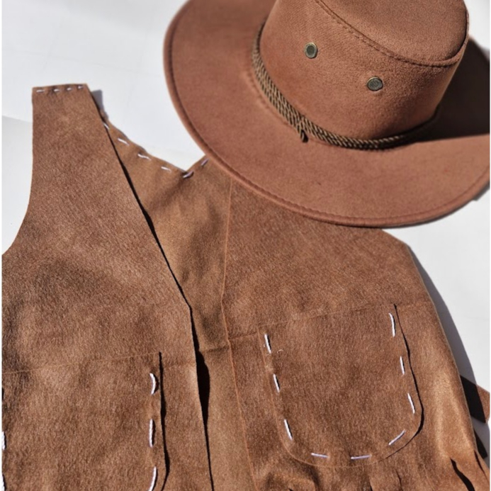 Kit Colete Country com Franja Infantil + Chapéu