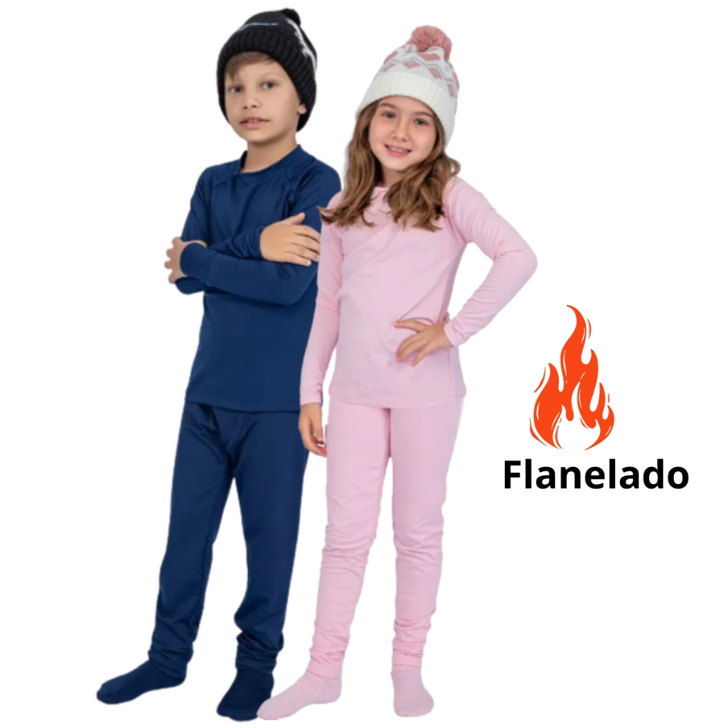 Conjunto Térmico Infantil  Pijama Flanelado Quentinho Para Inverno e Uniforme Escolar Calça + Blusa