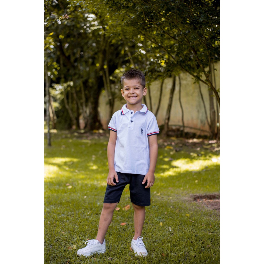 Camisa Polo ou Body Polo Infantil Branca