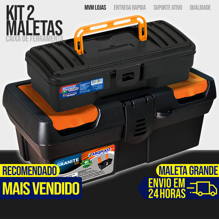 Kit 2 Maletas Caixa de Ferramentas Grande Reforça