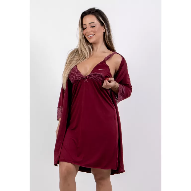 KIT Maternidade Camisola Amamentação Rendada e R