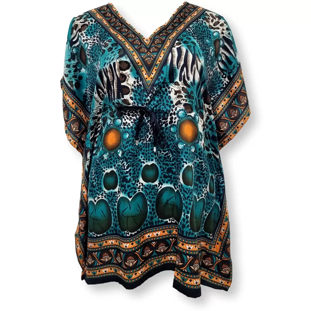 Bata Kaftan Indiana Estampada Saída de Praia Plus Size N6382