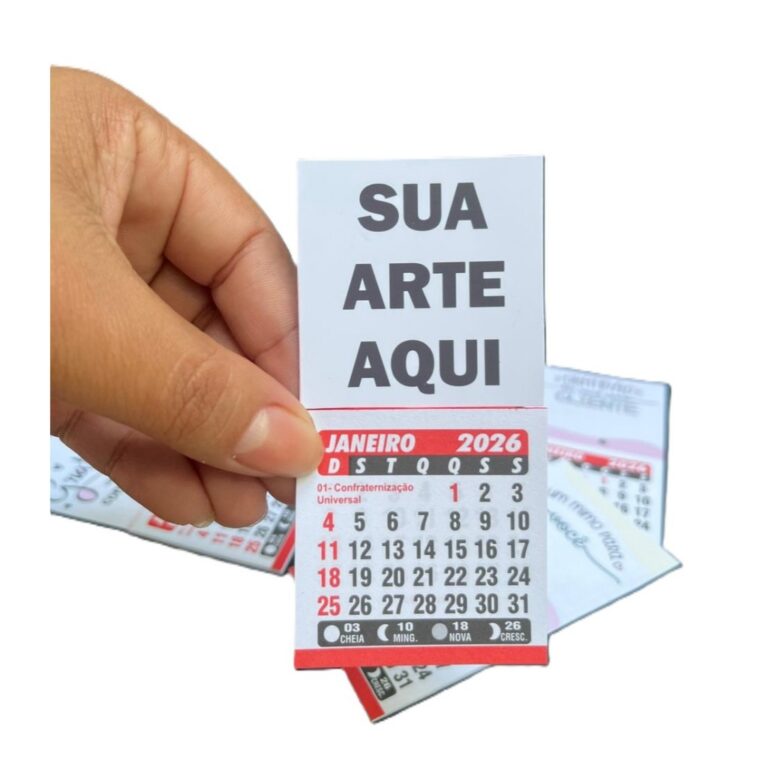 Mini Calendário Personalizado 2026  Ímã de Gela