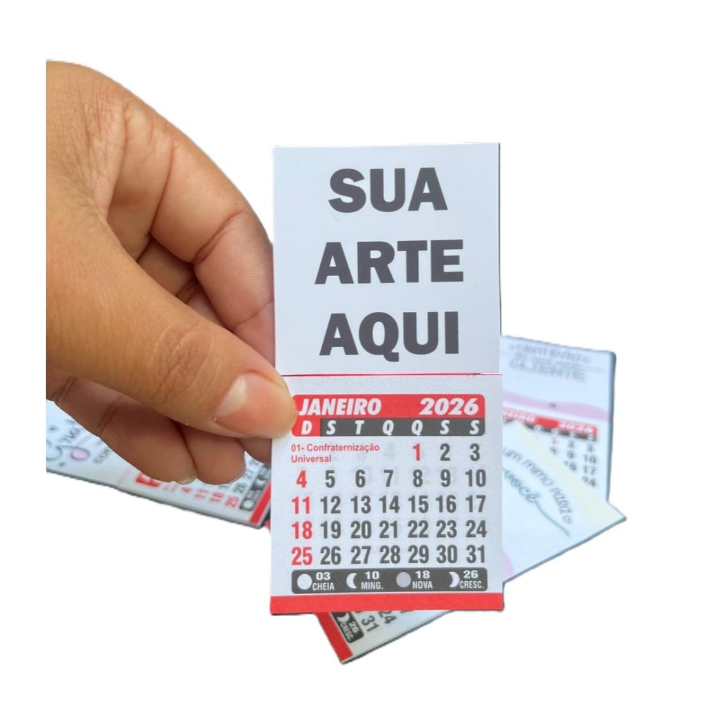 Mini Calendário Personalizado 2026  Ímã de Geladeira Brinde Lembrancinha para Empresas, Escolas e Fe
