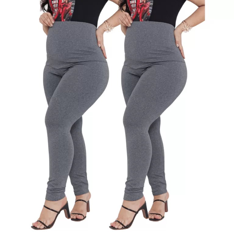 Kit 2 Legging gestante cor cinza mescla calça gr