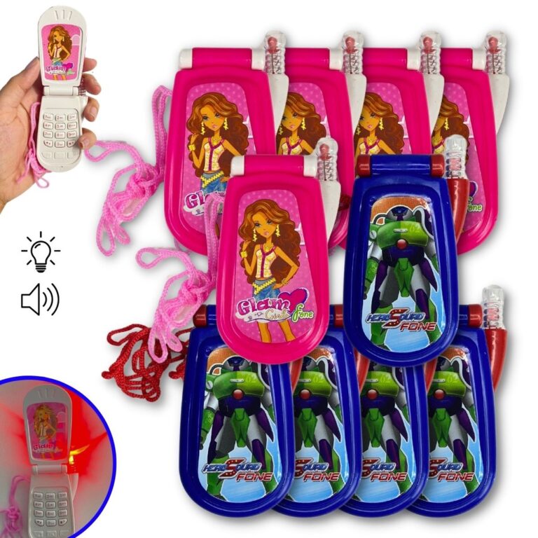 Kit 10 Celular De Brinquedo Com Som E Luz Telefone