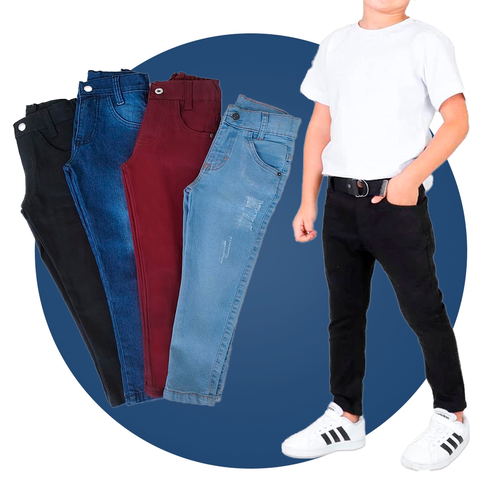 Calça Jeans Infantil Juvenil Premium Menino Sarja 02-16