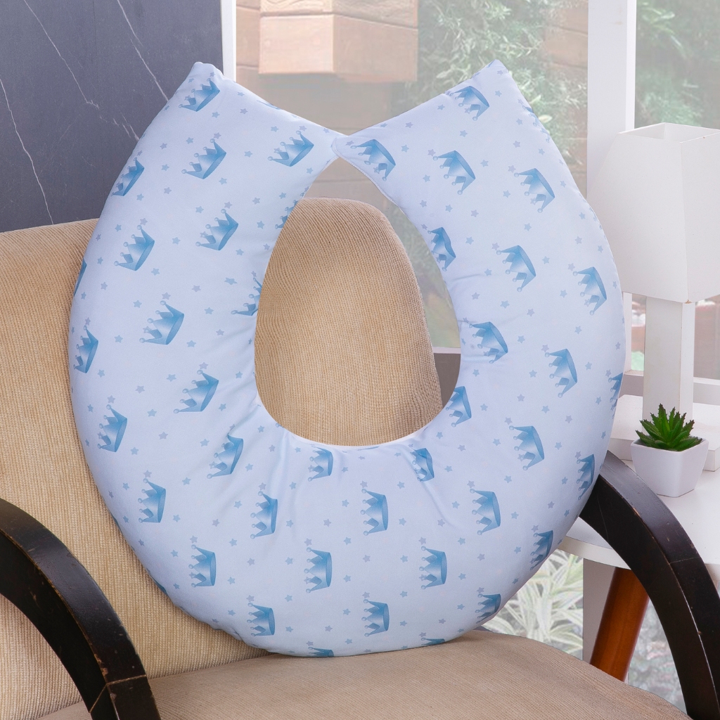 Almofada de Amamentacao para Bebê Menino Sublimada Realeza Azul