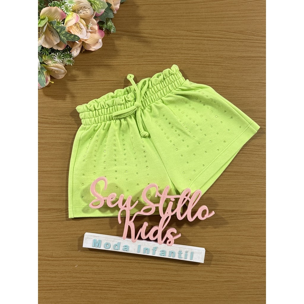 Shorts Infantil Momi Verão Verde Brilho