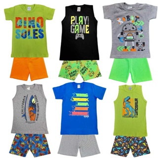 4 Peças de Conjunto Infantil Menino Verão Juveni