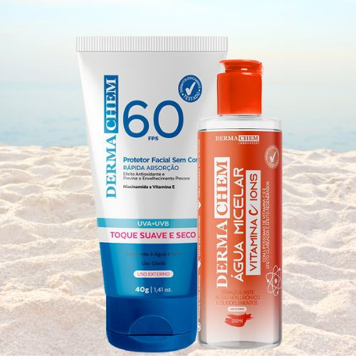 Kit Protetor Solar Facial e Agua Micelar Vitamina 