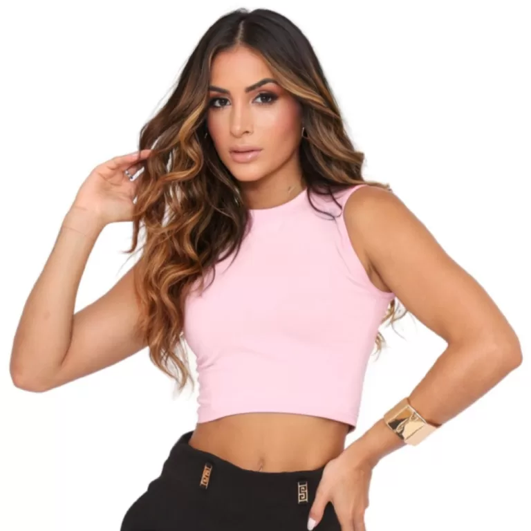 Blusa Feminina Básica Cropped Algodão