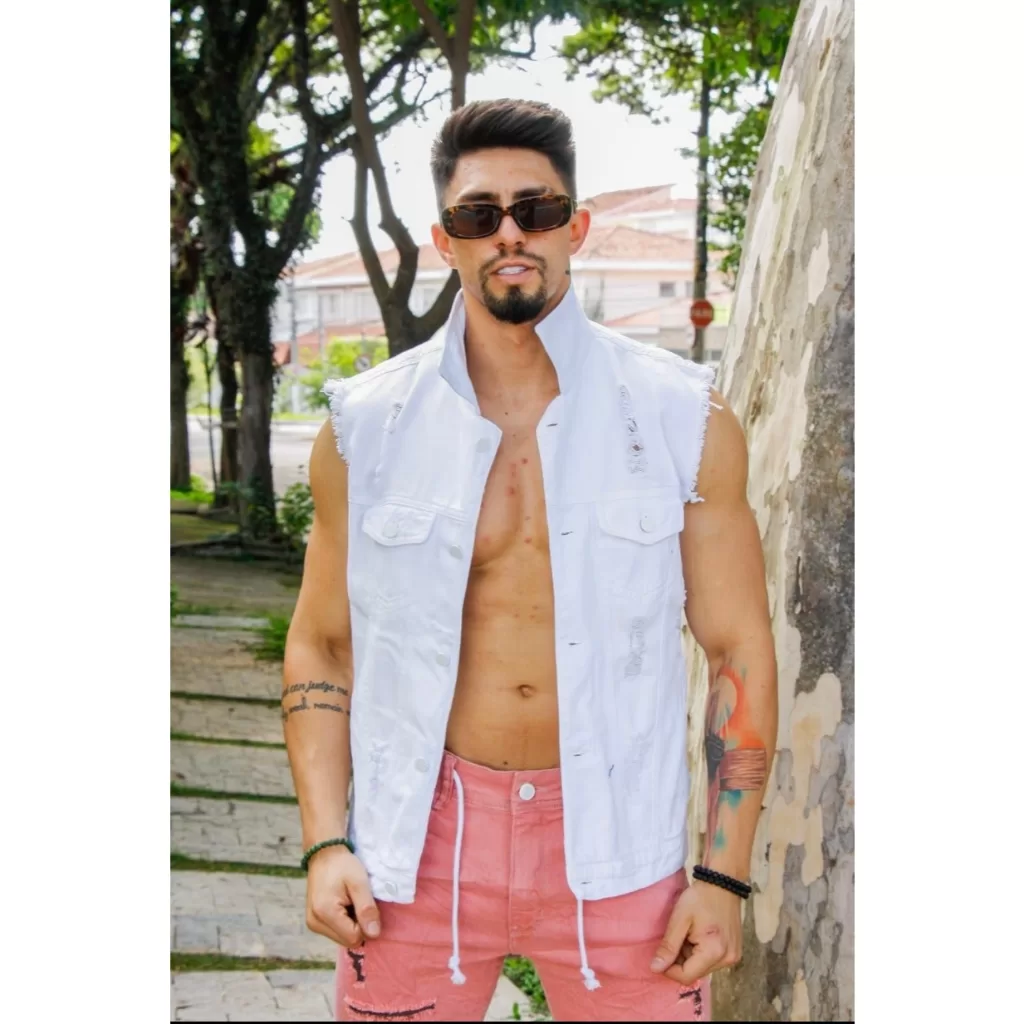 Colete Jeans Destroyed Masculino Premium Rasgada