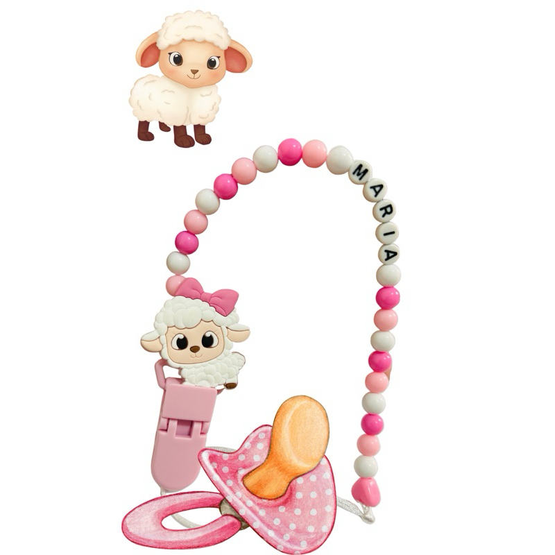 Prendedor de Chupeta personalizado com nome do bebê menina
