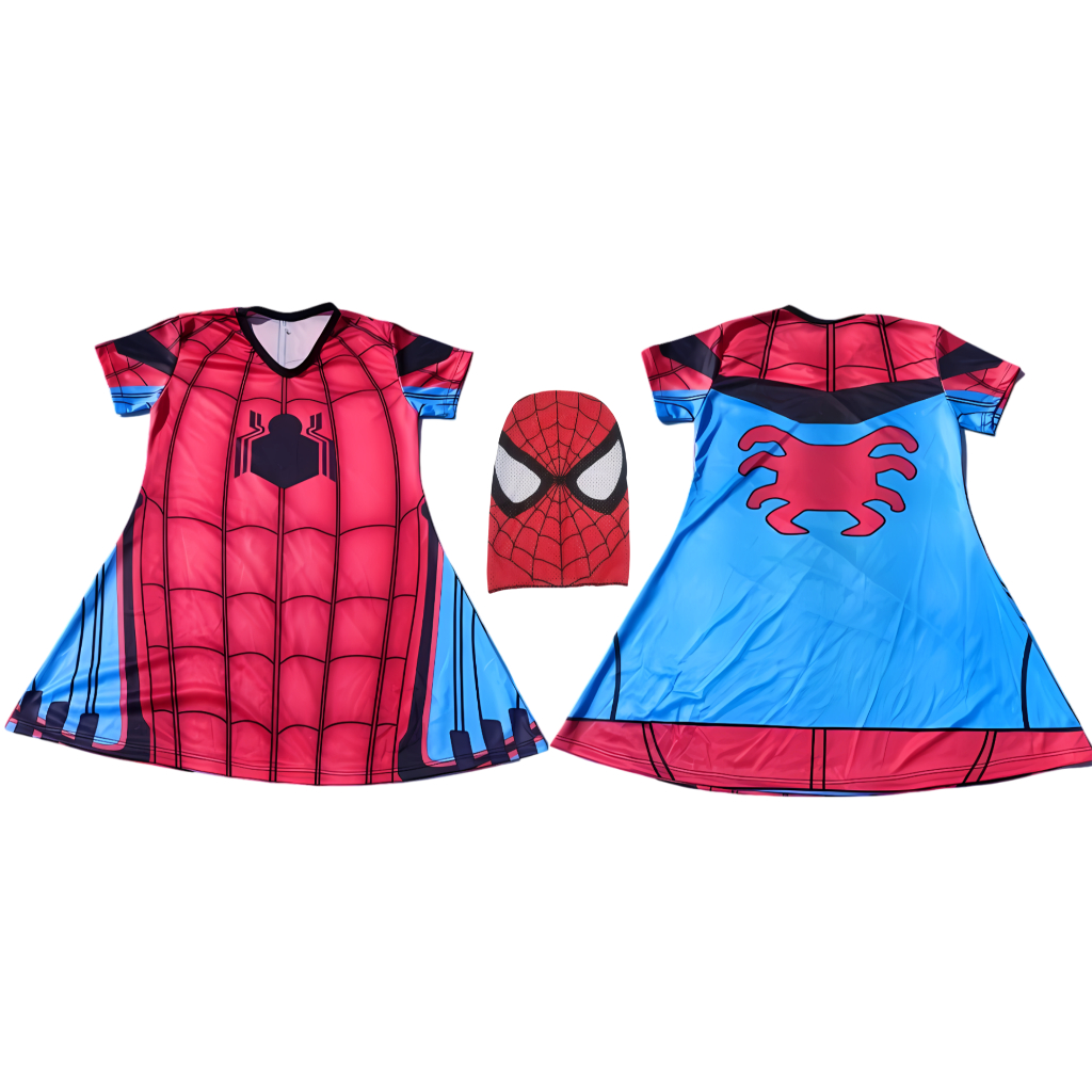 Vestido Fantasia menina Infantil Super Heróis Festa Aniversario, festa escolar Mulher Aranha