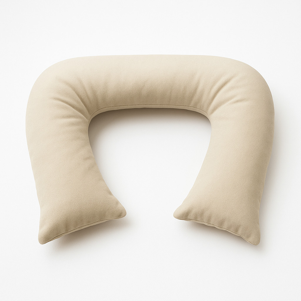 Almofada Amamentação Suede Bege Fibra Siliconada Confort