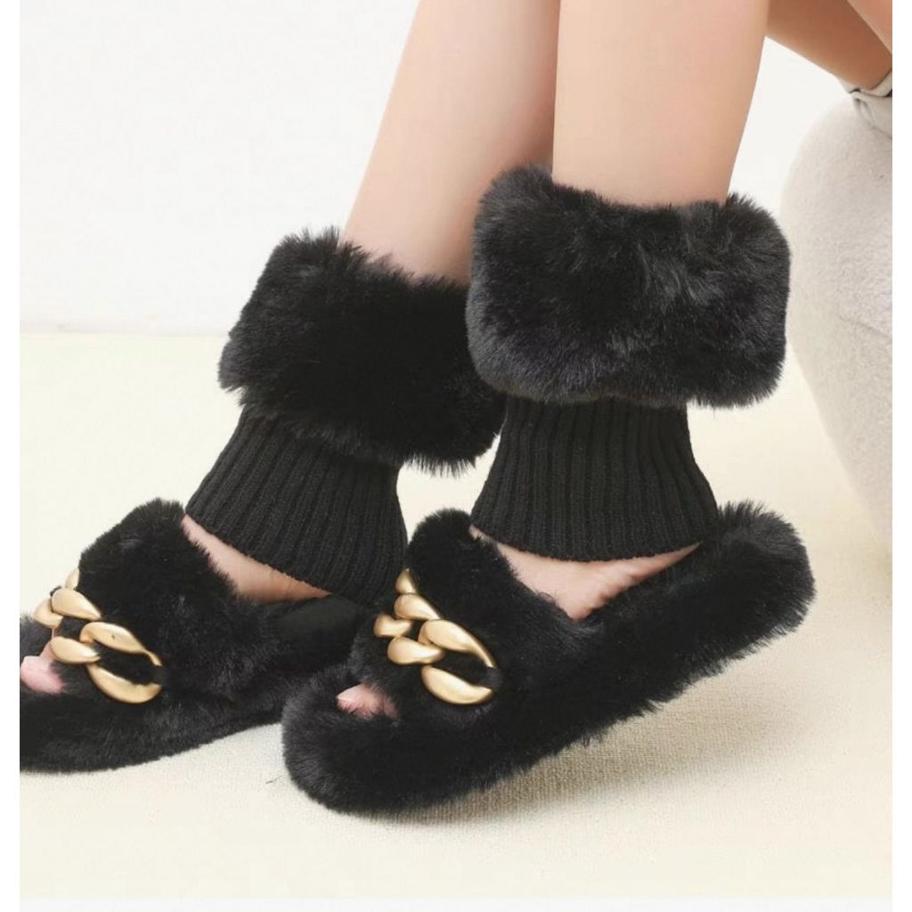 Polaina feminina com pelo para botas inverno/MM25-108