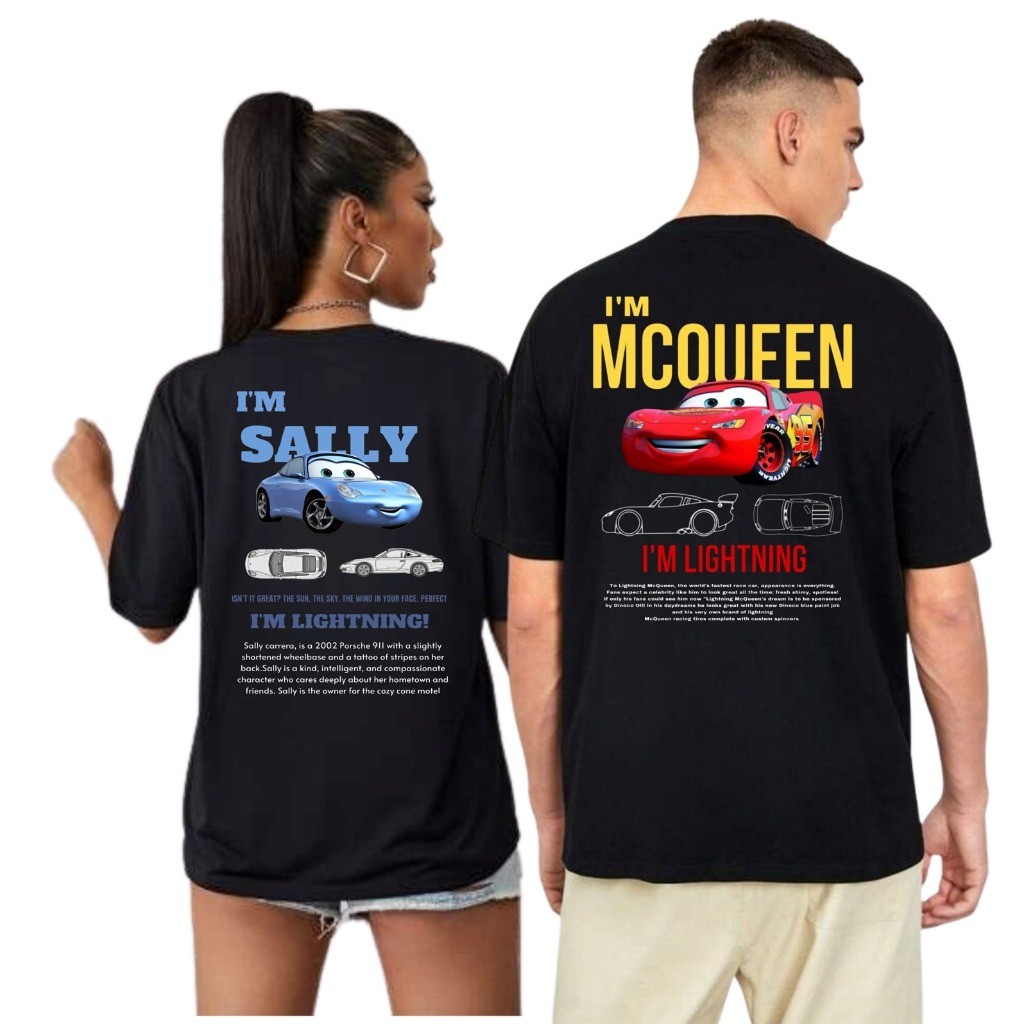 Kit 2 Camisetas Algodão premium casual Casal Relâmpago Mcqueen Carros e Feminina Camisa 100% Algodão