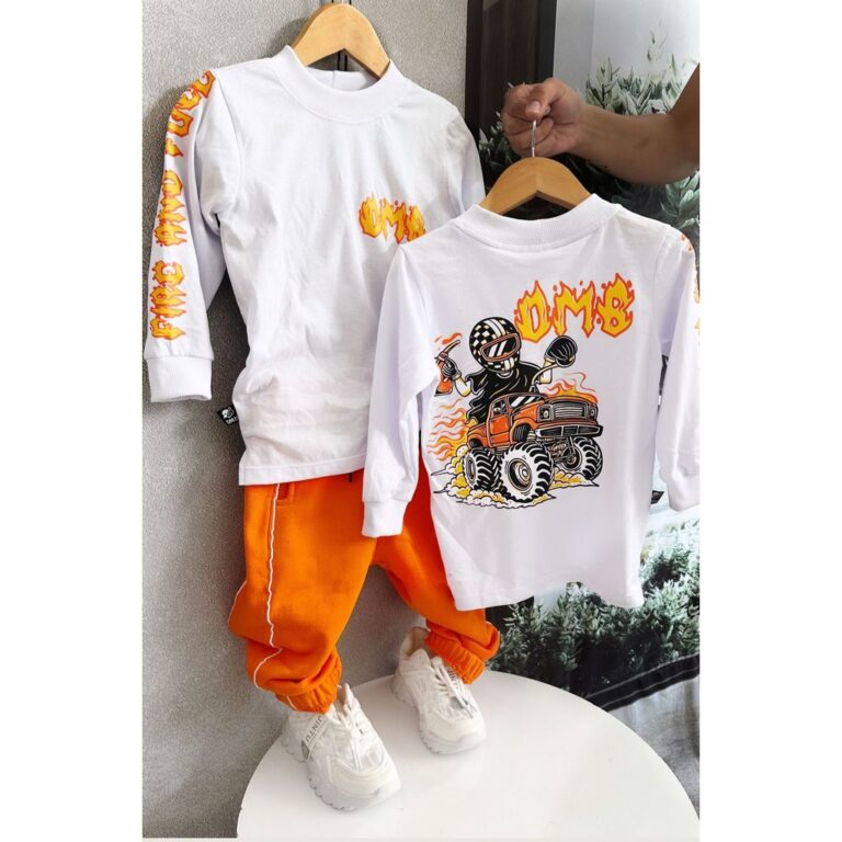 CONJUNTO 2 PÇS BRANCO FIRE  | MENINO INFANTIL INV