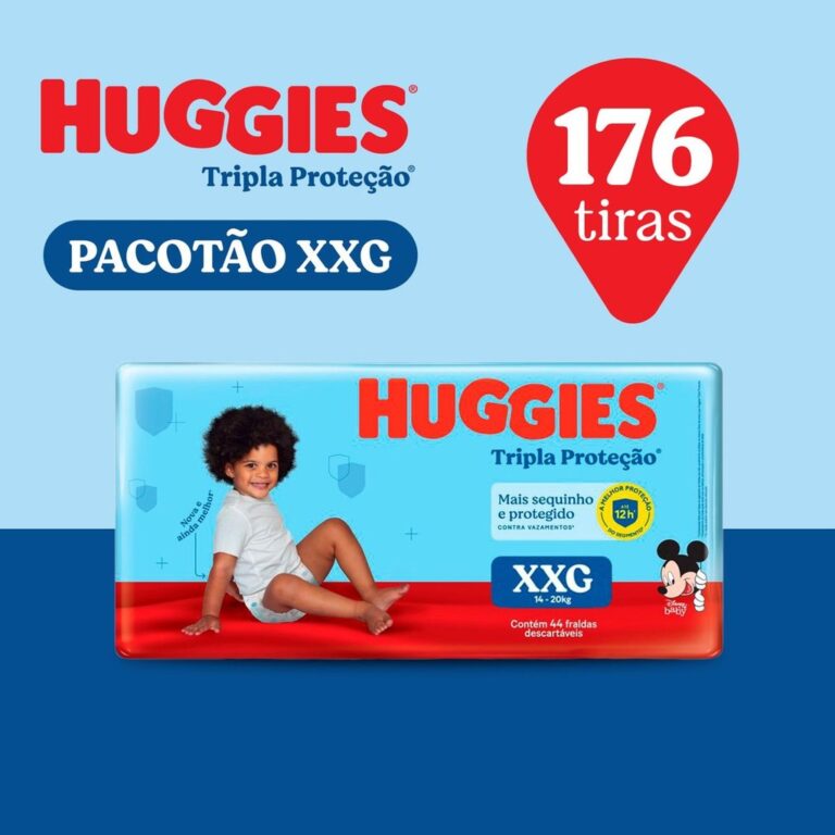 Pacotão Fralda Huggies Tripla Proteção XXG 176 