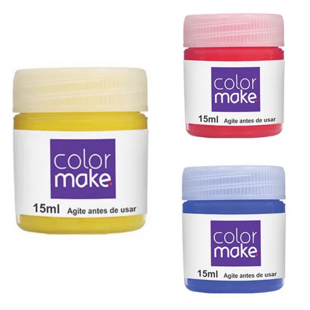 Kit Tinta Liquida Facial Colormake 15ml C/ 3 (amarelo/azul/vermelho)