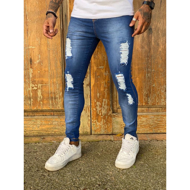 Calça Jeans Masculina Super Skinny Justa Bem Cola