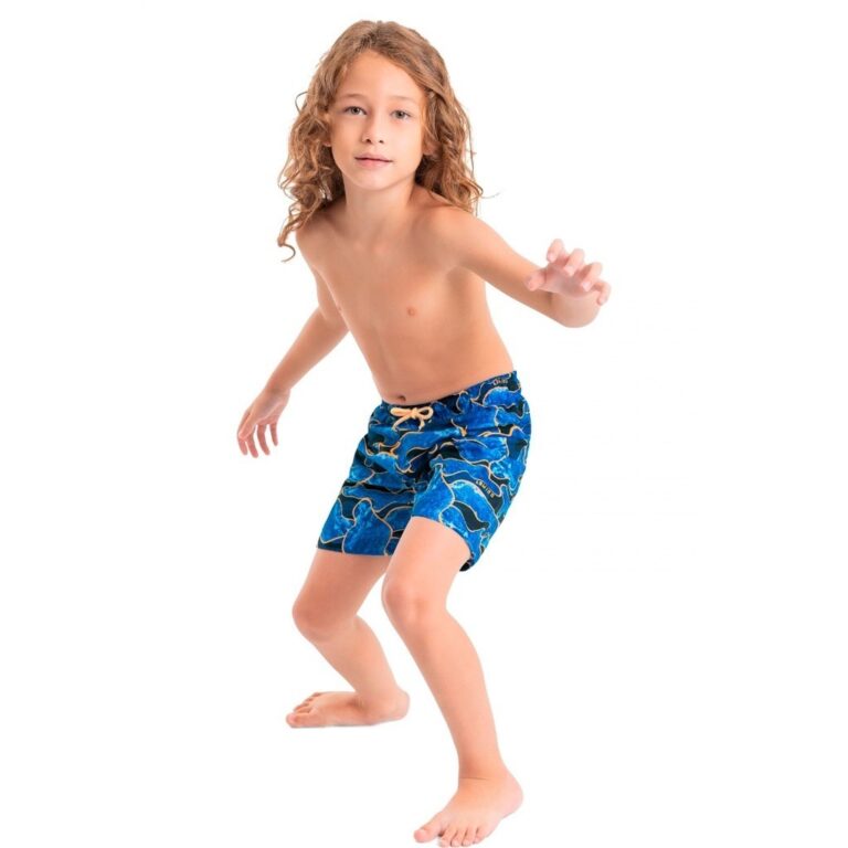 Bermuda em Microfibra Infantil Masculina Azul Neon