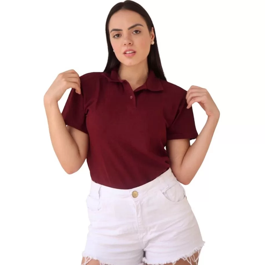 Kit 2 Blusas Femininas Gola Polo Lisas Camisetas Super Oferta
