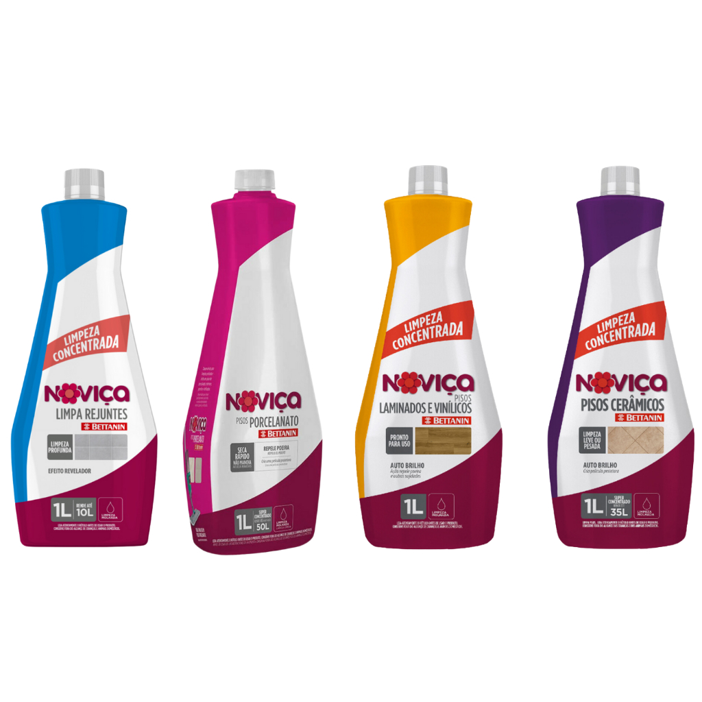 Limpa Pisos Concentrado 1L Cerâmicos Porcelanato Vinílicos Rejuntes Limpeza Noviça