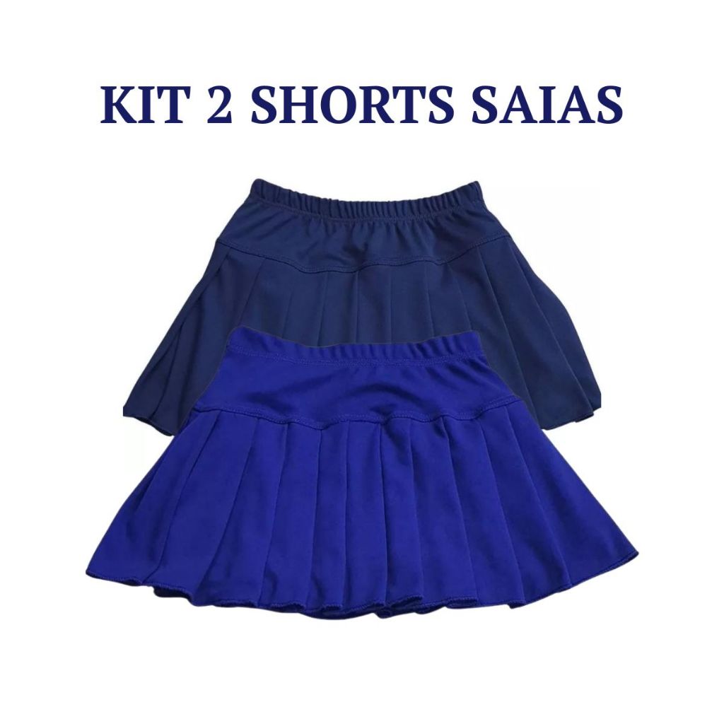 Kit 2 Shorts Saia Infantil Com Pregas