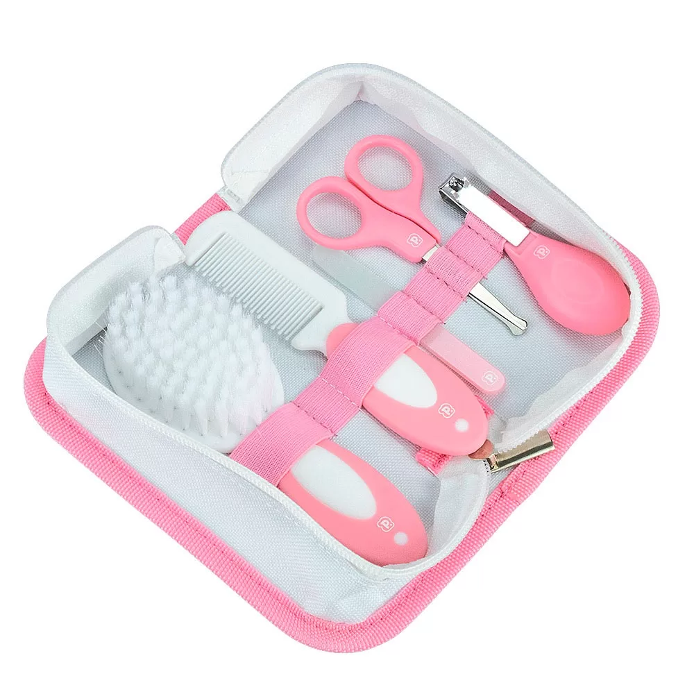 Kit Higiene E Cuidados Para Bebê com 5 peças + Necessaire – Pimpolho – ROSA