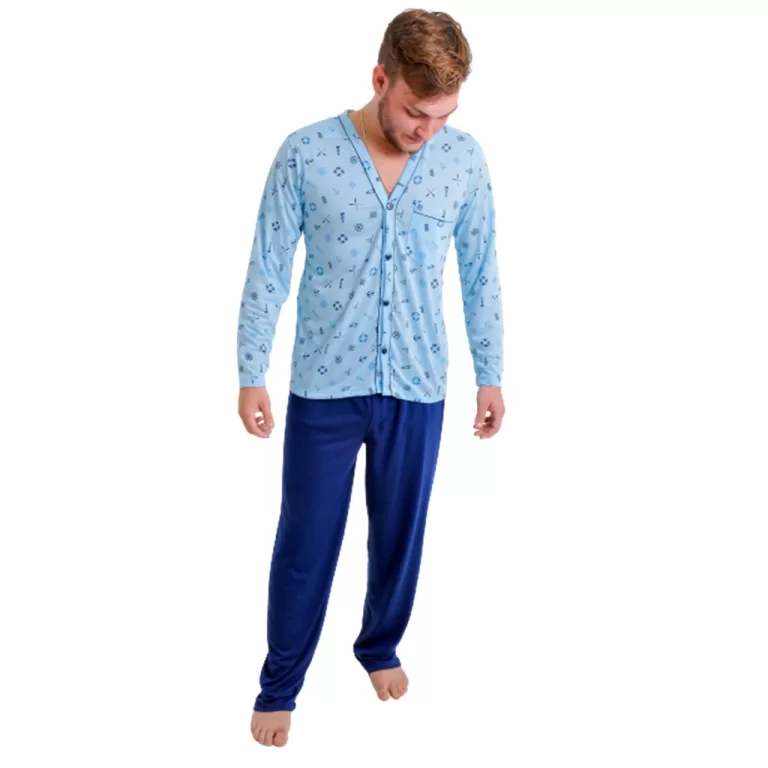 Pijama Masculino Longo Adulto Inverno Malha Aberto