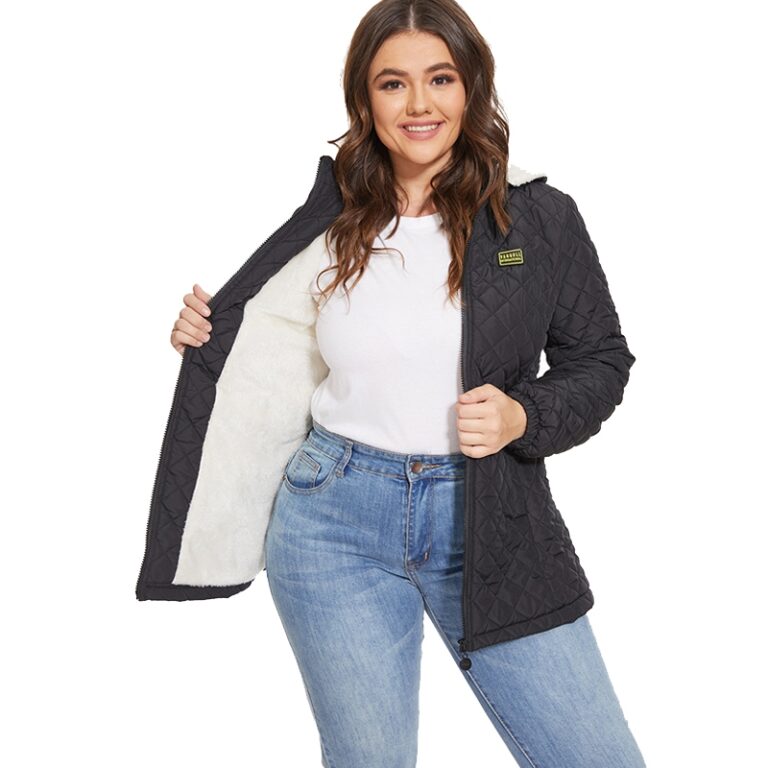 Moda Nova Sólida Manga Longa Zíper Plus Size Lev