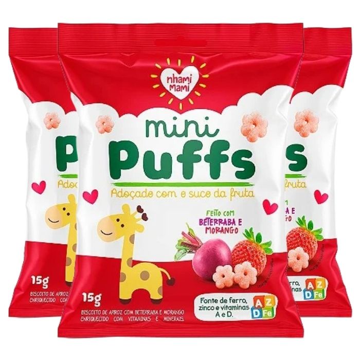 Kit Biscoito de Arroz Infantil Integral Beterraba 