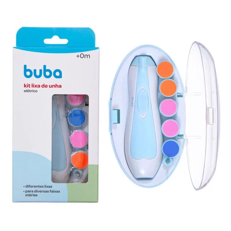 Kit Aparador Lixador Lixa de Unha Elétrico com 6 Lixas e Estojo Buba