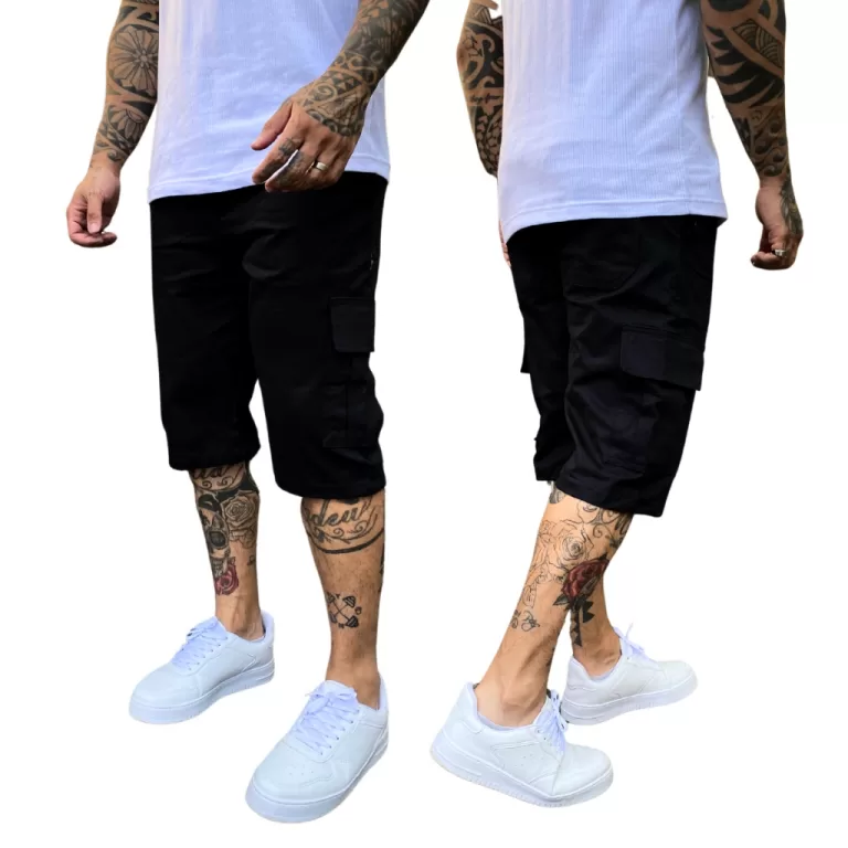 Bermuda Cargo Larga Short Masculino Skate  6 Bolso