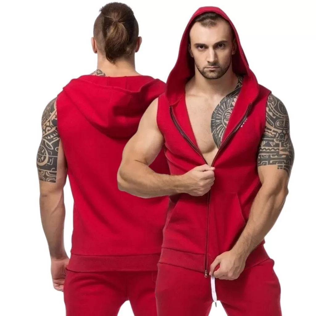 Colete Regata Machão Masculina Com Capuz Camiseta Academia