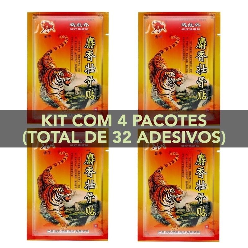 Salonpas Tigre Chines Emplastro Adesivo Alivio Dores Musculares Kit com 32 Adesivos