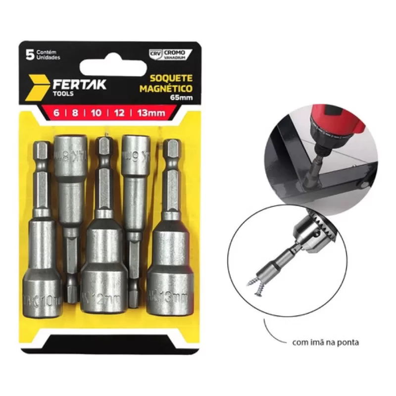 Jogo Chave Canhão Magnético 5 pc