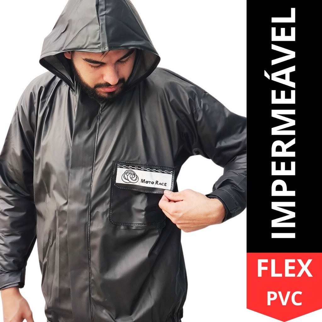 Capa Chuva Moto Emborrachada Impermeável Reforçada Com Capuz