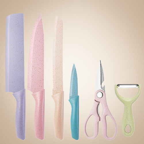 KIT Jogo De Facas Cores 6 Peças Inox Excelente Co